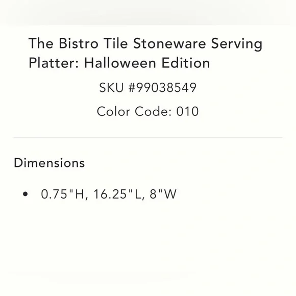 Anthropologie The Bistro Tile Stoneware Serving Platter: Halloween Edition